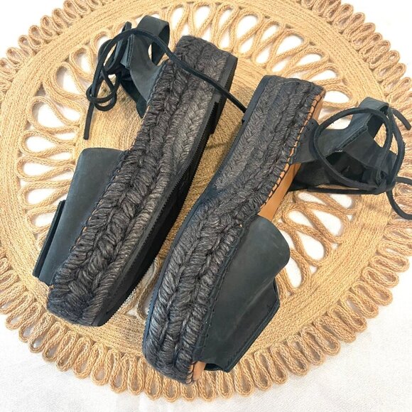 Naguisa Limolita Espadrilles Sandals Black Suede Size EU 37 - Picture 8 of 10